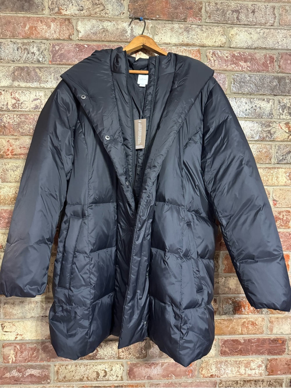 NWT J Jill Black Hooded Down Puffer Coat - Insulated Winter Jacket